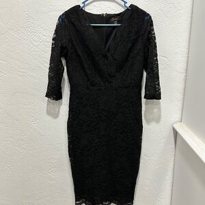 Black Asymmetrical V-Neck Sheath Dress